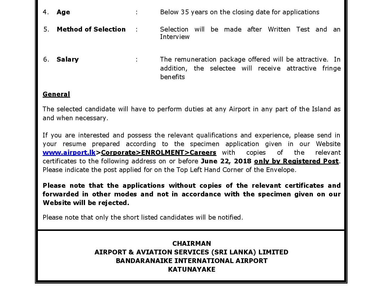 Assistant Manager (Supplies) - Airport & Aviation Services (Sri Lanka) Ltd